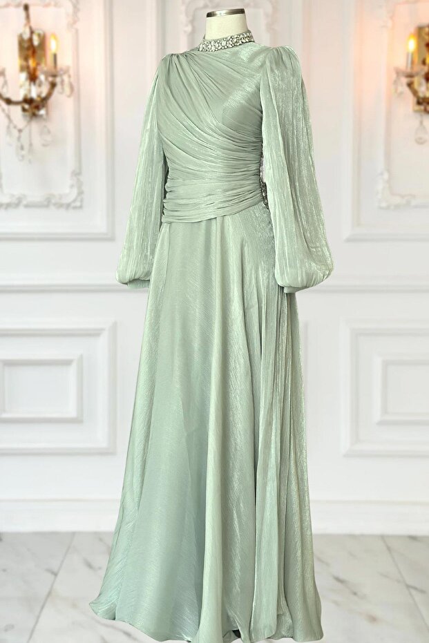 Nergis Abiye Elbise Mint - 3