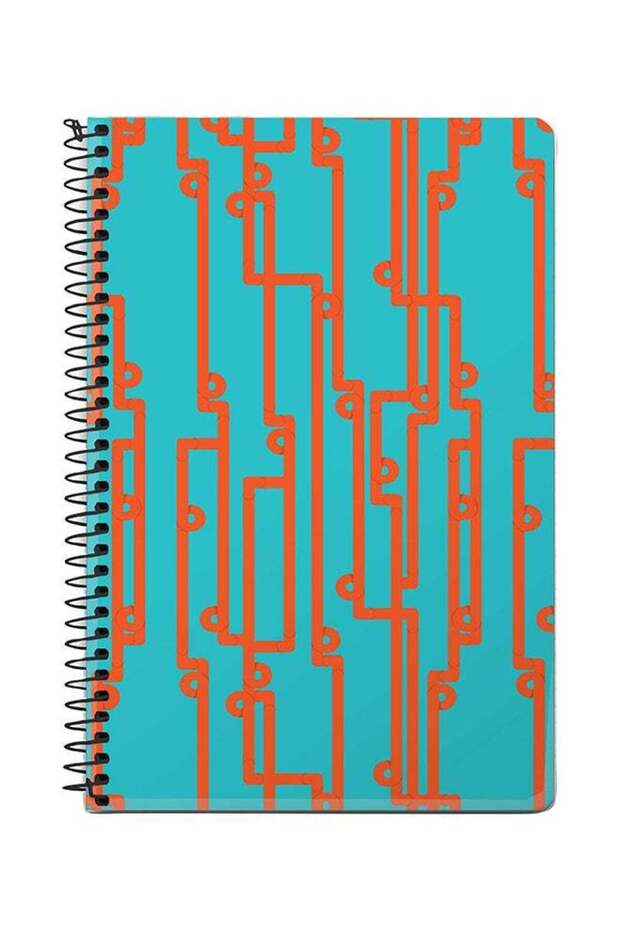 Pipe Puzzle A5 Spiral Notebook Blue/Orange