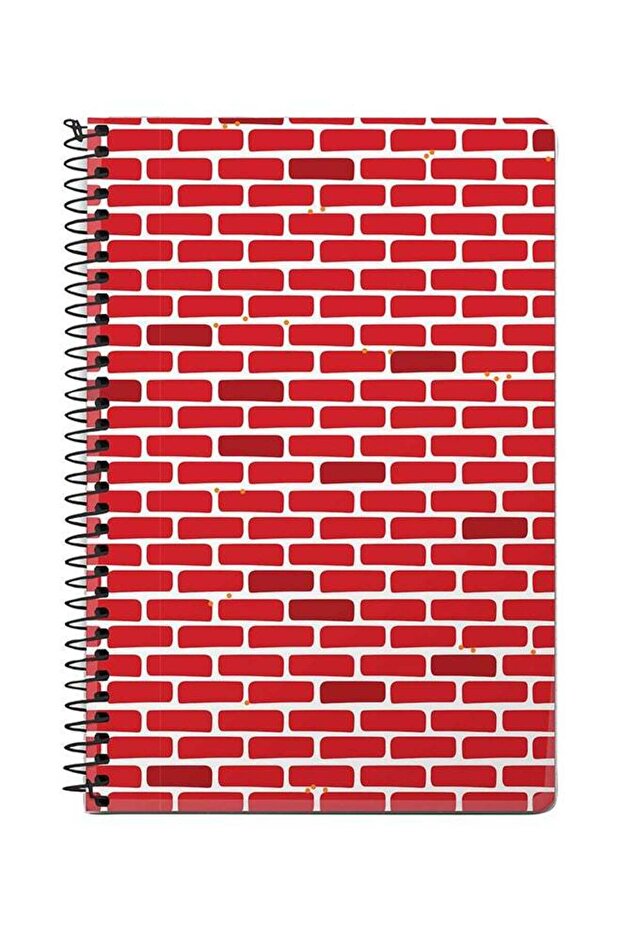 دفتر ملاحظات حلزوني A5 من Brick Wall أحمر/أبيض - 1