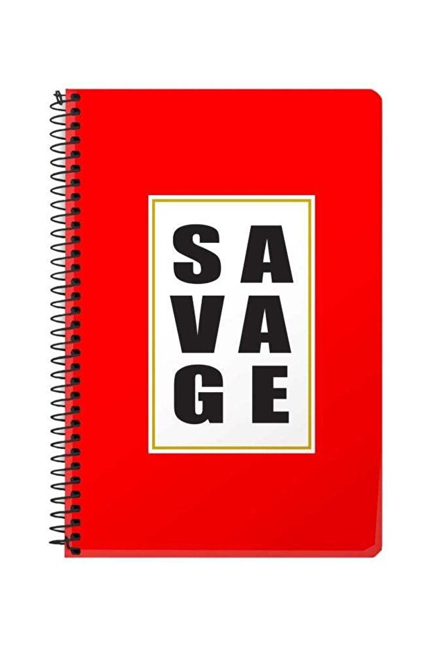 A5 Savage Printed Spiral Bound Notebook Red/White/Black