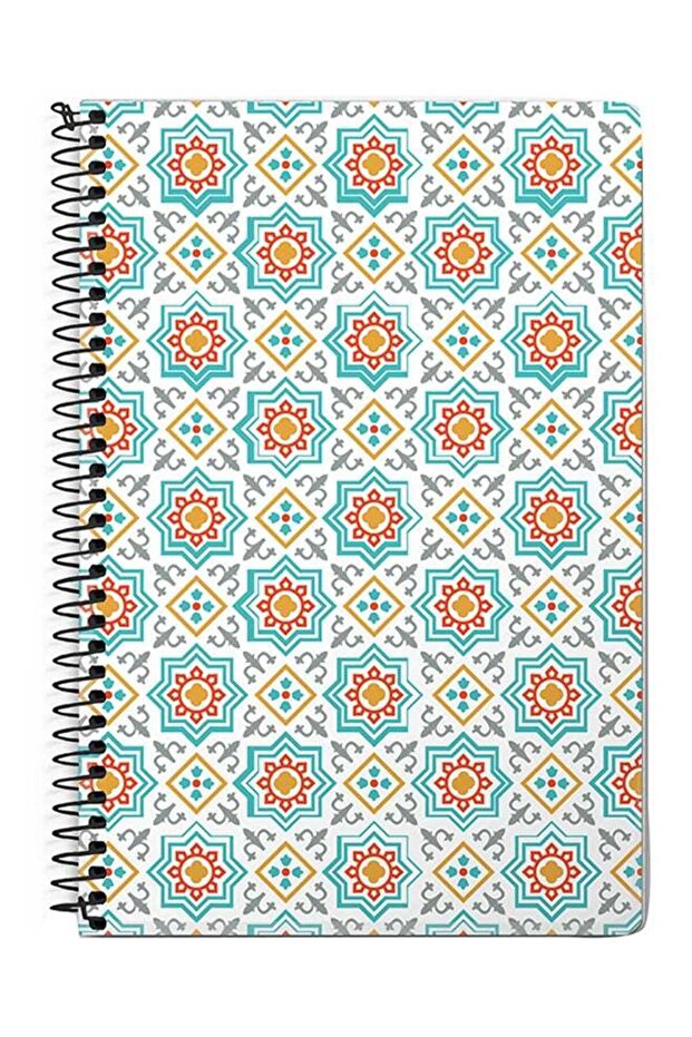 دفتر ملاحظات حلزوني A5 بتصميم فسيفساء مغربي متعدد الألوان - 1
