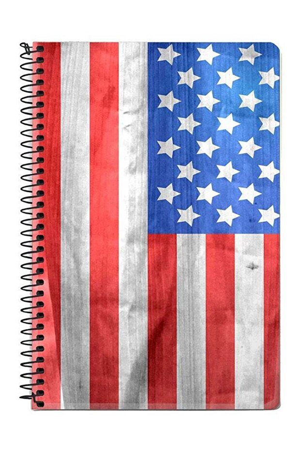 Usa Grunge Flag A5 Spiral Notebook Red/Blue/Grey