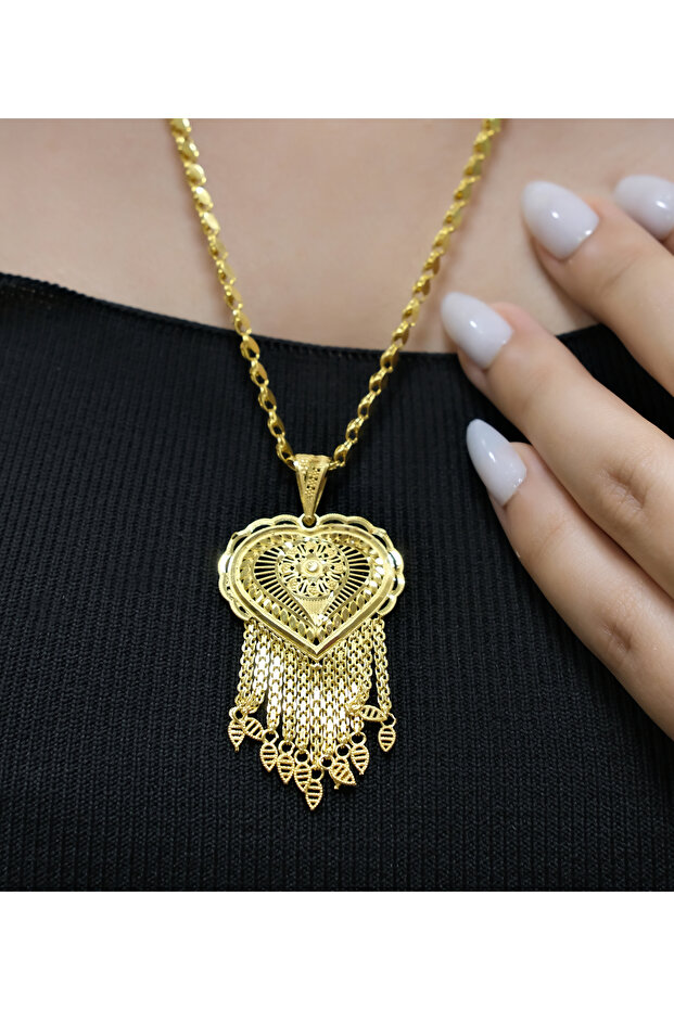 ŞERİT DETAYLI ALTIN HİNT KOLYE ZNC/60CM 3.6MM UC/66MM 11.75GR 14 AYAR - 2