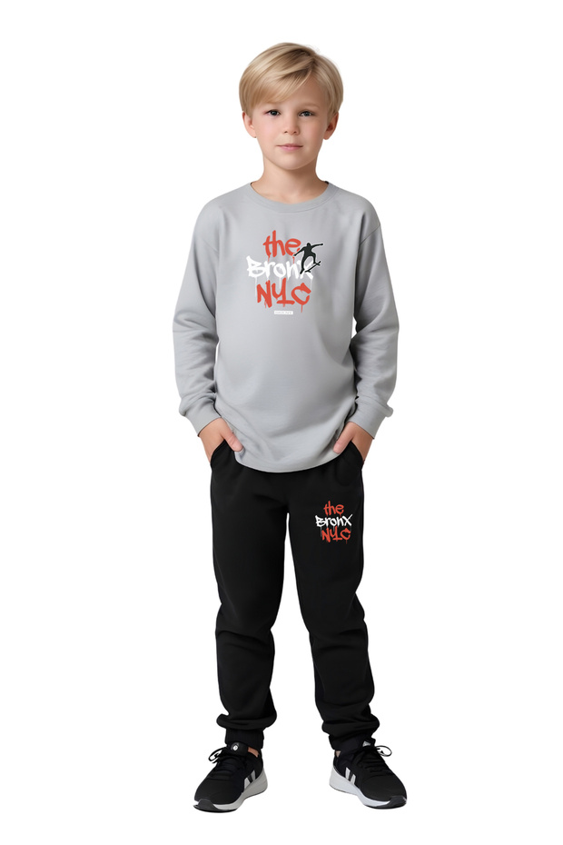 Crew Neck the Nyc Printed Detail Boy's Bottom-Up Set
