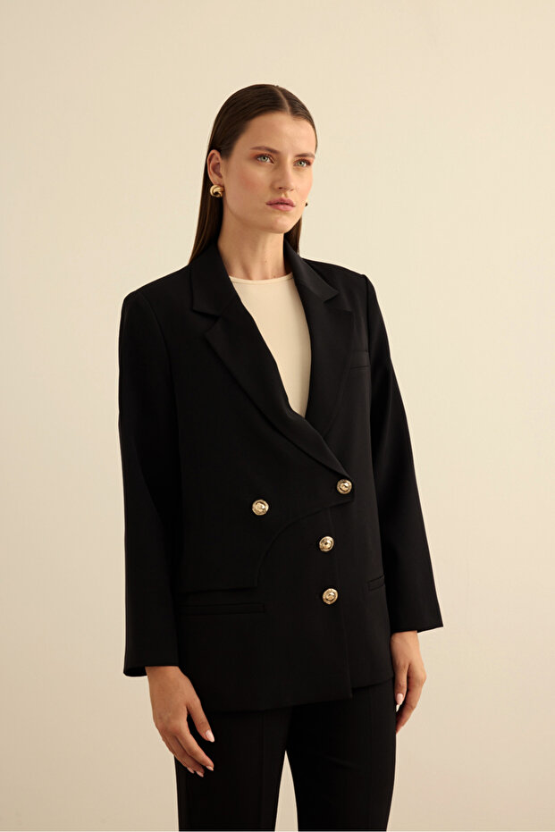 Anler Parçalı Dokuma Ceket - 3