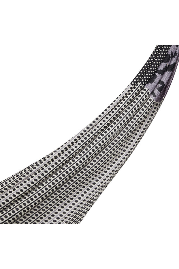 Optical Polka Dot Patterned Wool Silk Shawl Model 01 - 1