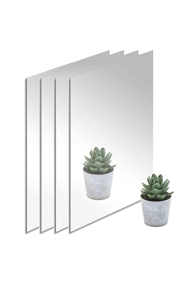 20 * 30cm Rectangular Acrylic Mirror Sheet 4-Pack, 1.8mm Frameless Wall Mirror, Adhesive Gym Mirrors for Home, Shatterproof & Unbreakable, Non-Glass