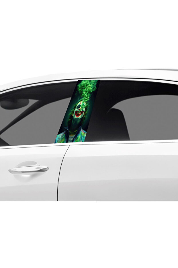 Car Door Post Covering Foil Smoky Joker Patterned (Right Left Set) (2 Pcs) - 22X50 cm