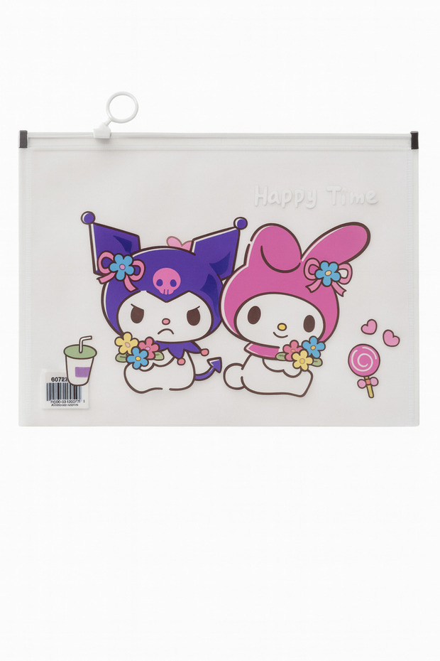 حقيبة ملفات بسحاب شفافة منقوشة من Kuromi & My Melody