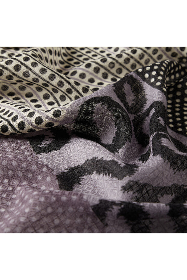 Optical Polka Dot Patterned Wool Silk Shawl Model 01 - 3