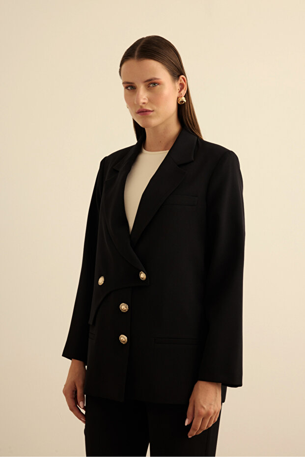 Anler Parçalı Dokuma Ceket - 1