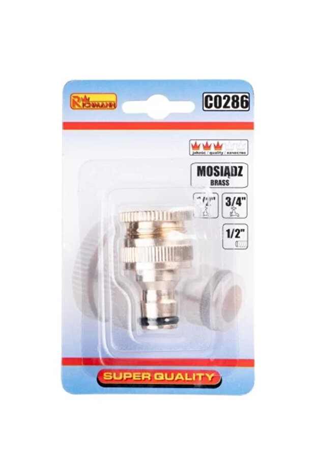 Faucet adapter, internal thread, brass, 1/2", 3/4", - 2