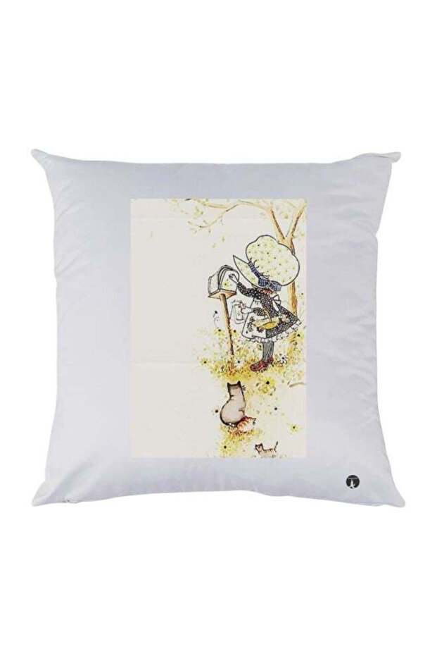 Cartoon Printed Decorative Throw Pillow White/Beige/Black 30x30cm
