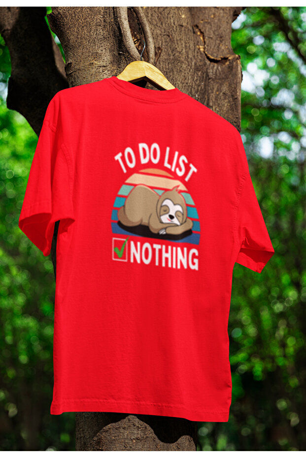 To Do List Nothing Printed Unisex Circle Neck Cotton Oversize Short Sleeve T-Shirt