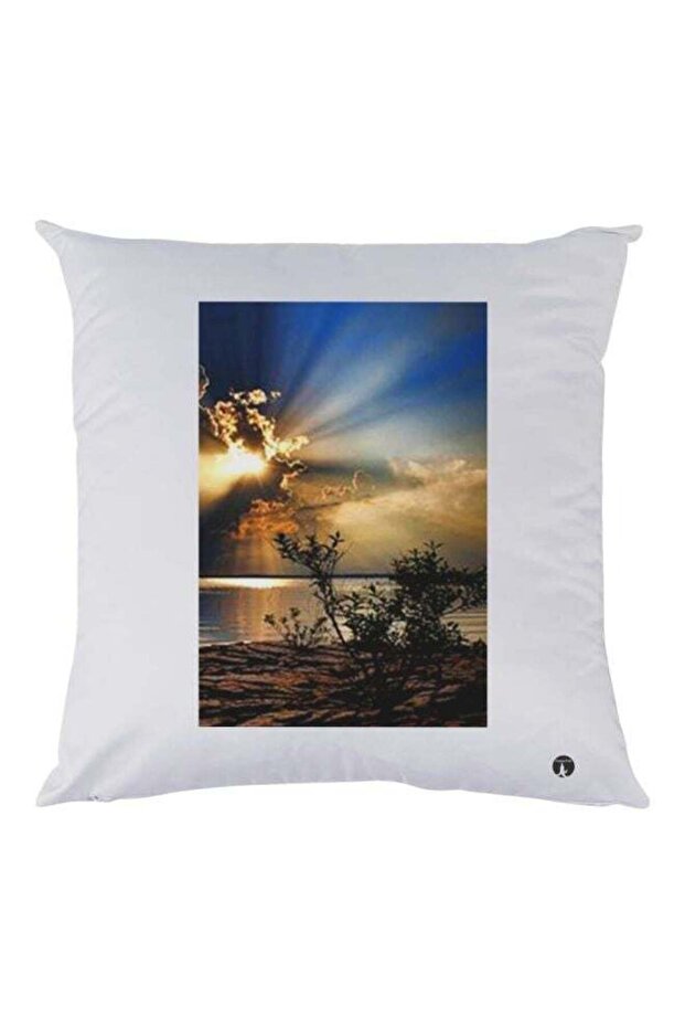 Scenery Printed Pillow White/Blue/Yellow 30x30cm