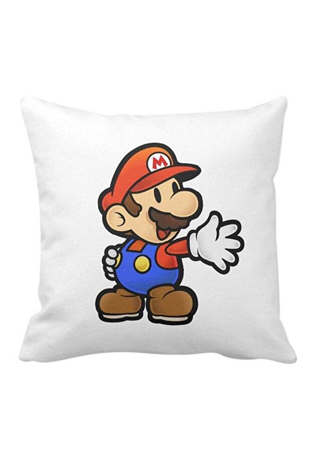 Mario Printed Square Pillow White 40 x 40centimeter