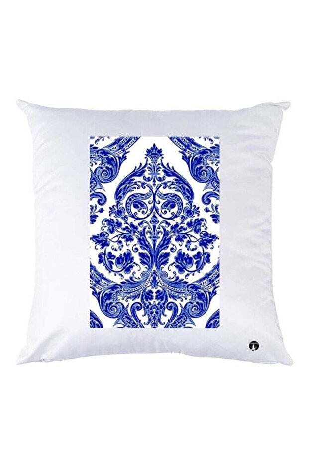 Decorative Printed Throw Pillow White/Blue 30x30cm