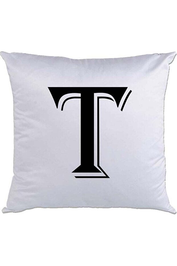 T Printed Cushion White/Black 40x40cm