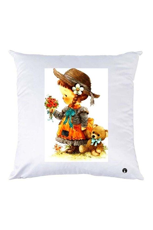 Cartoon Printed Throw Pillow White/Brown/Orange 30x30cm