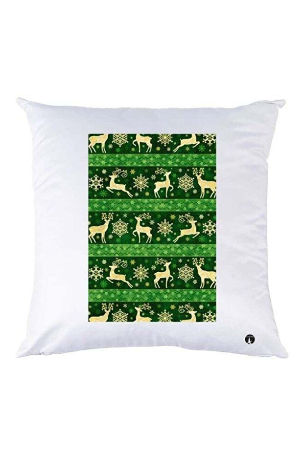 Printed Decorative Throw Pillow White/Green 30x30cm