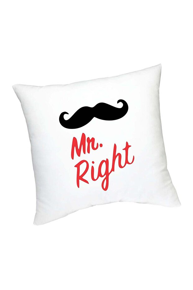 Mr. Right Printed Cushion White/Red/Black 45cm
