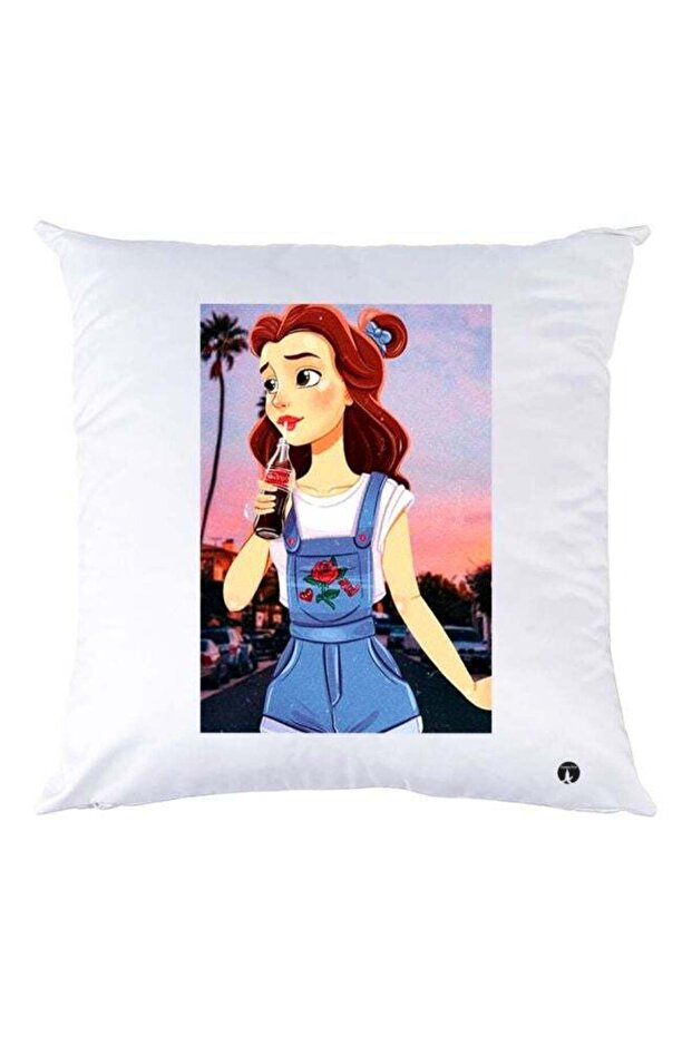 Girl Printed Throw Pillow White/Brown/Beige 30x30cm