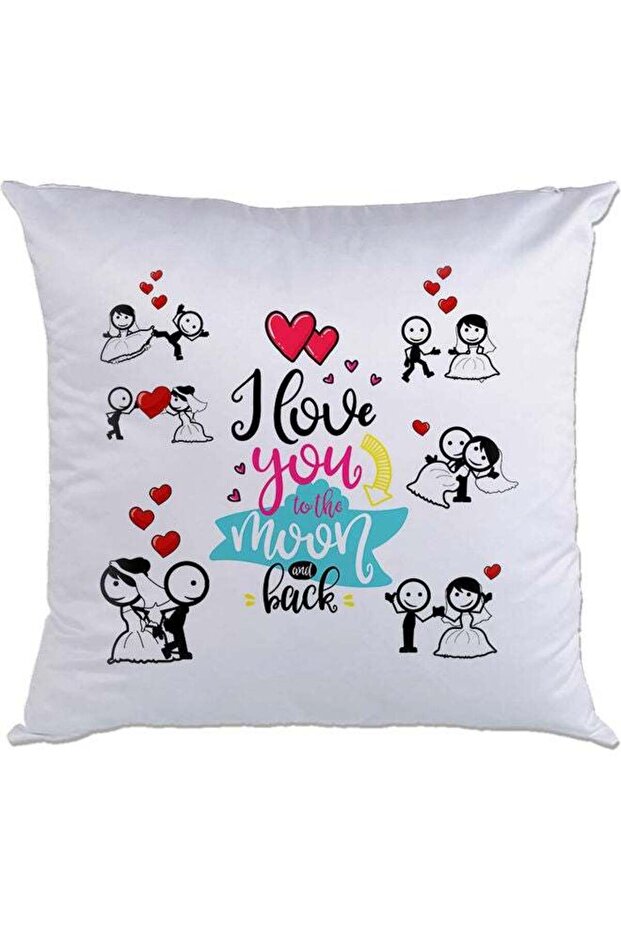 Printed Cushion White/Black/Red 40x40cm