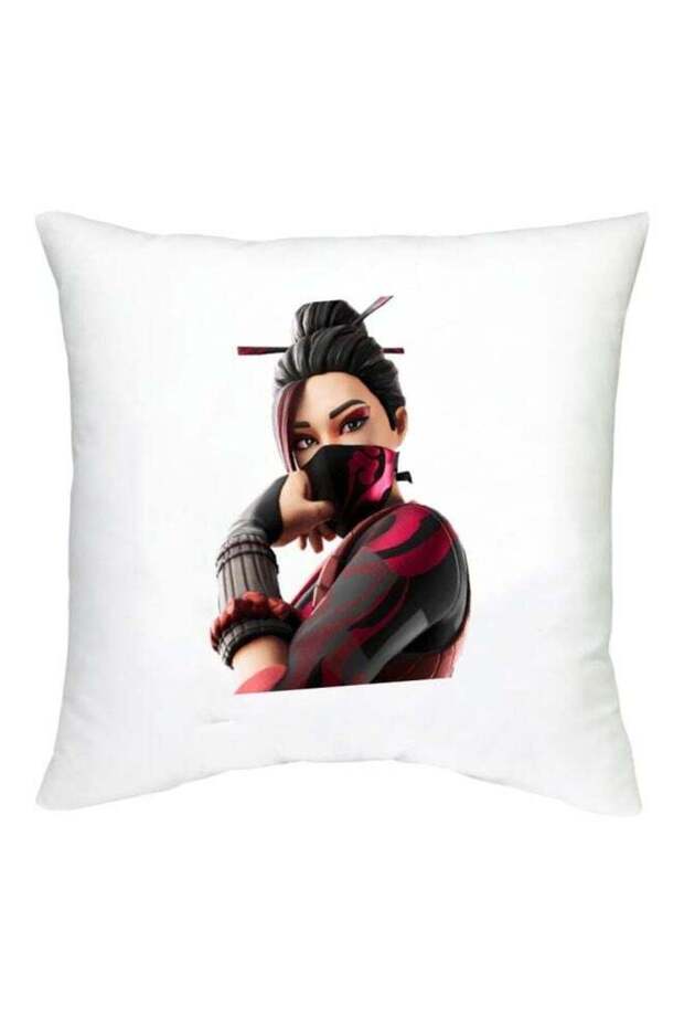 Fortnite Character Printed Decorative Cushion White/Black/Pink 16x16inch