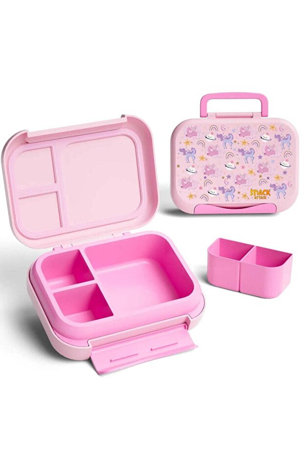 Kids Bento Lunch Box – Leakproof Food-Grade Lunchbox with Convertible 3 to 5 Compartm