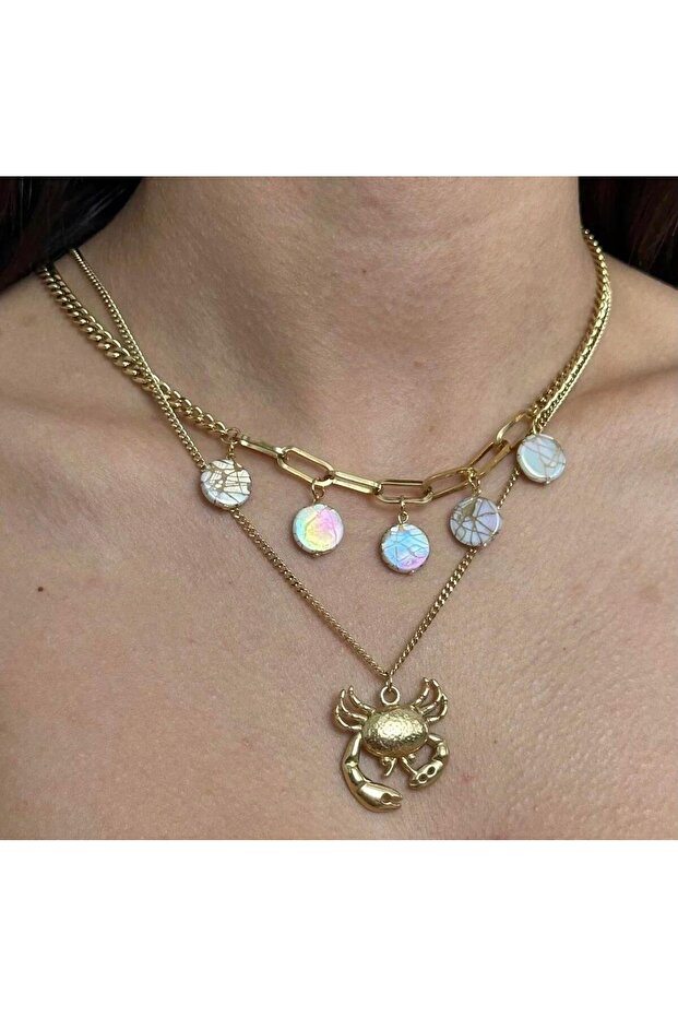 Çelik 2li Yengeç Kolye - 1