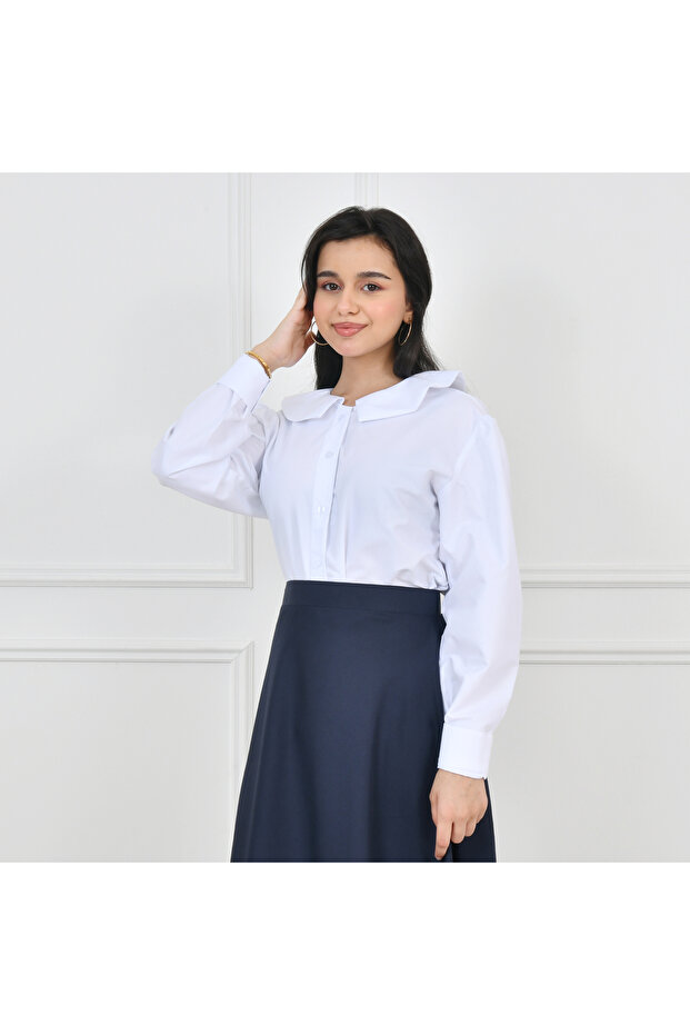 white collared shirt - 1