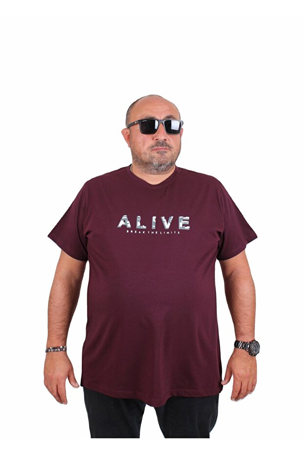 Men's Plus Size Crew Neck T-Shirt Alive 25187 Murdum