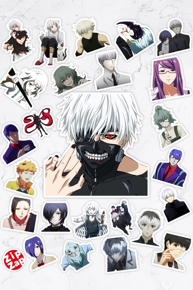 Tokyo Ghoul Anime Phone Laptop Bullet Journal Adhesive Foil Sticker Pack (25 Pcs)