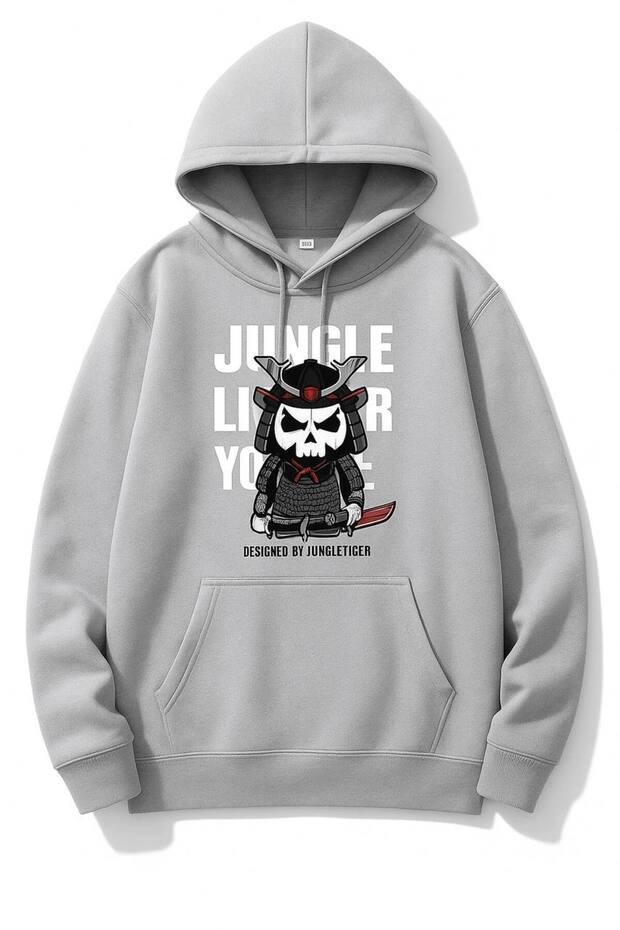 سويت شيرت بقلنسوة مطبوع عليه ساموراي - 1