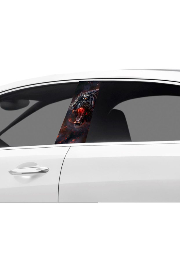 Vehicle Door Post Covering Foil Tiger Pattern (Right Left Set) (2 Pcs) - 22X50 cm
