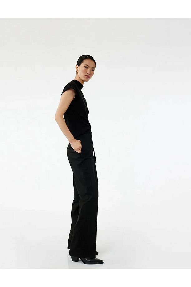 Normal Bel Düz Paça Siyah Kadın Pantolon 6Wak40024Pw - 2