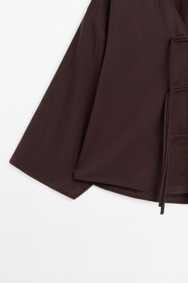 Bağcıklı crop gömlek - 7