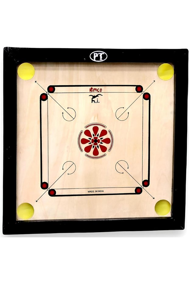 18-Inch Wooden Carrom Board Set with Coins and Striker | Compact Indoor Game for Kids and Adults | Smooth Surface | Family Board Game