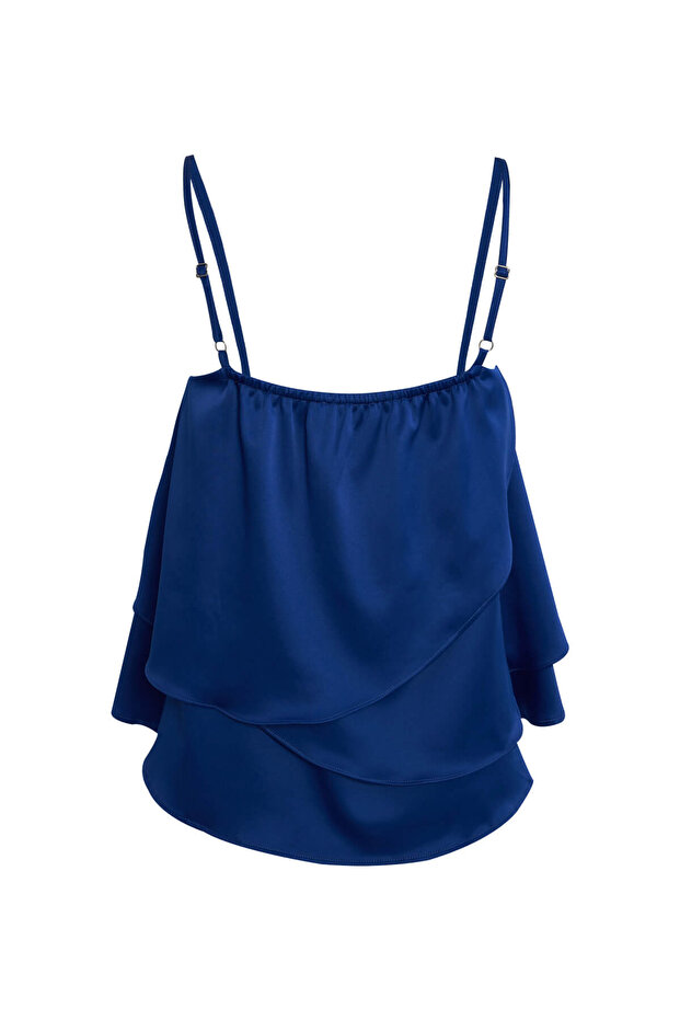 بلوزة برباط باللون الأزرق - 2