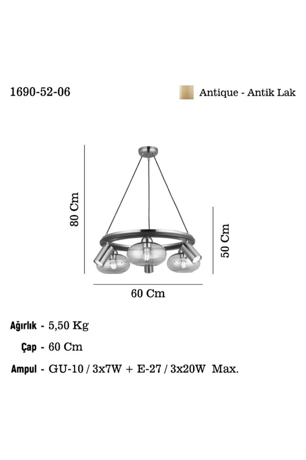 AMADORE 3+3 LI ANTIK LAK AVIZE 3XGU10 3XE27 - 2