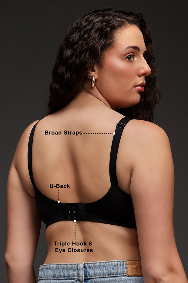 حمالة صدر صغيرة الحجم بدون بطانة وبدون أسلاك لتغطية كاملة ومقاسات كبيرة باللون الأسود - 5