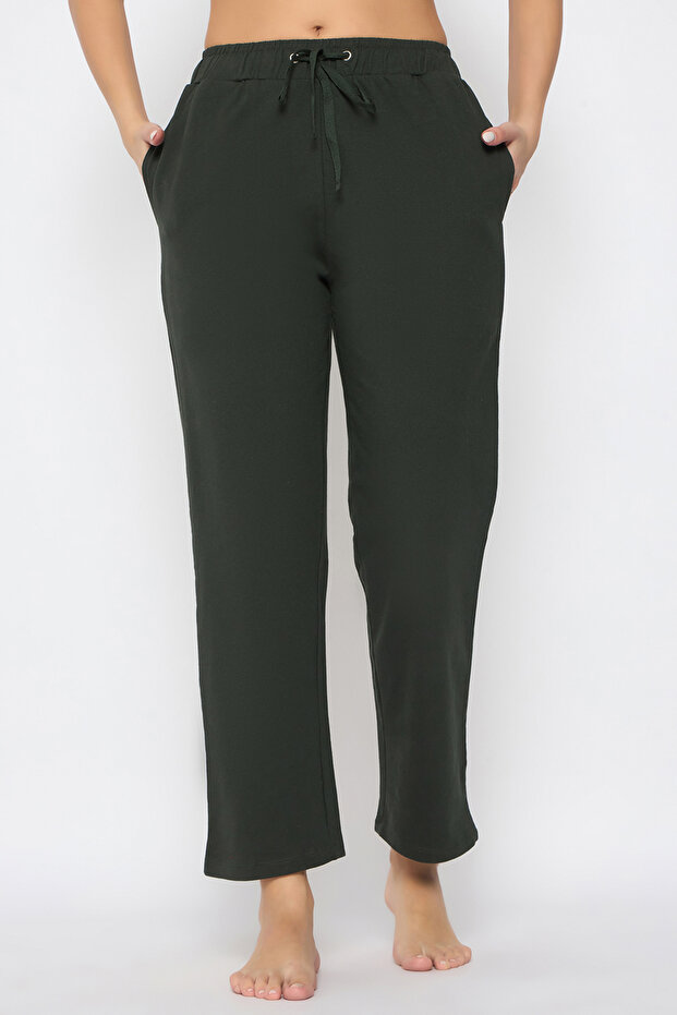 بيجامة أنيقة باللون الأخضر الزيتوني - قطن - 2