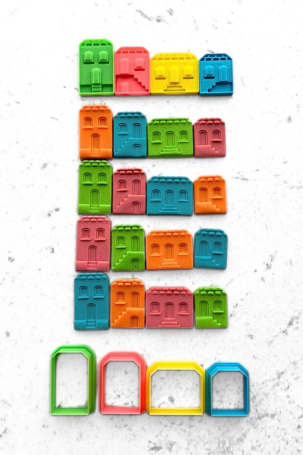 مجموعة قوالب عجينة سيراميك من البوليمر بتفاصيل سلم منزلي صغير مقاس 2-3.5 سم