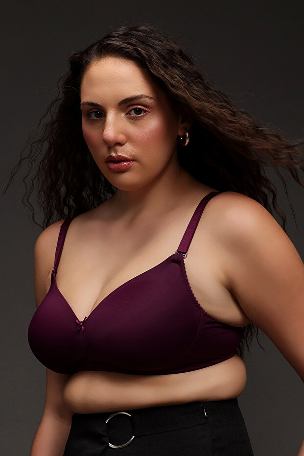 Padded Non-Wired Full Coverage Multiway T-shirt Bra in Plum Colour