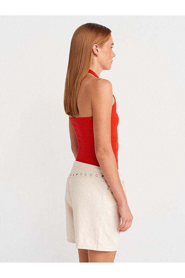 21162 Halter Guler Top-Roșu - 2