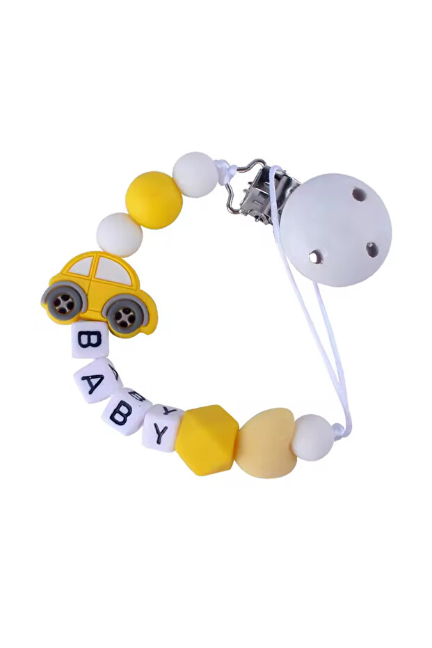 Car Silicone Pacifier Clip - Yellow