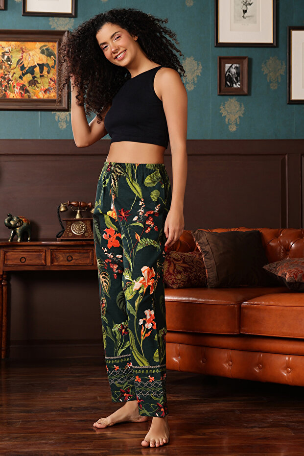 Print Me Pretty Pyjama in Dark Green - Cotton