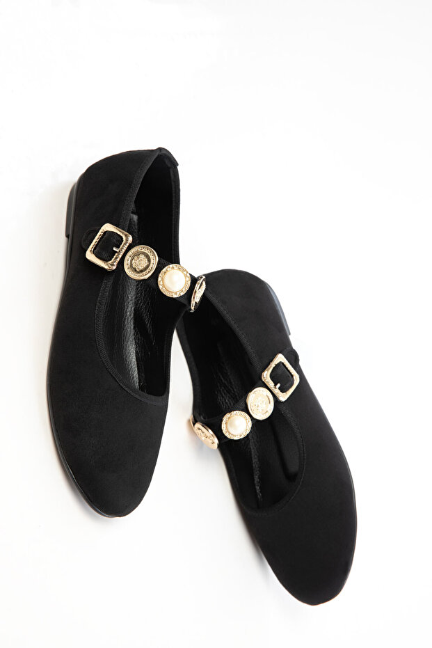 Siyah Süet Kadın Babet 20756 - 6