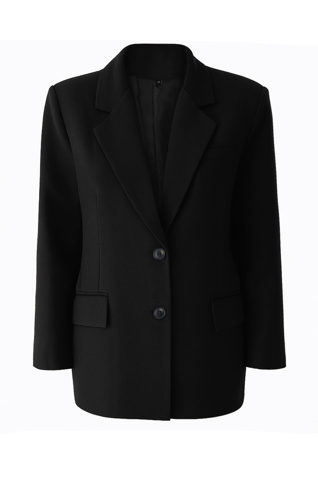 Wardrobe Essentials Siyah İnce Kaşe Özel Koleksiyon Rahat Kalıp Blazer Ceket | TWOAW26BC00005 - 5