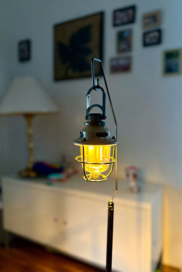 Hag Ayaklı Retro Kamp Lambası Asılabilir Işık Rengi ve Şiddeti Ayarlı Çadır Aydınlatma - 1